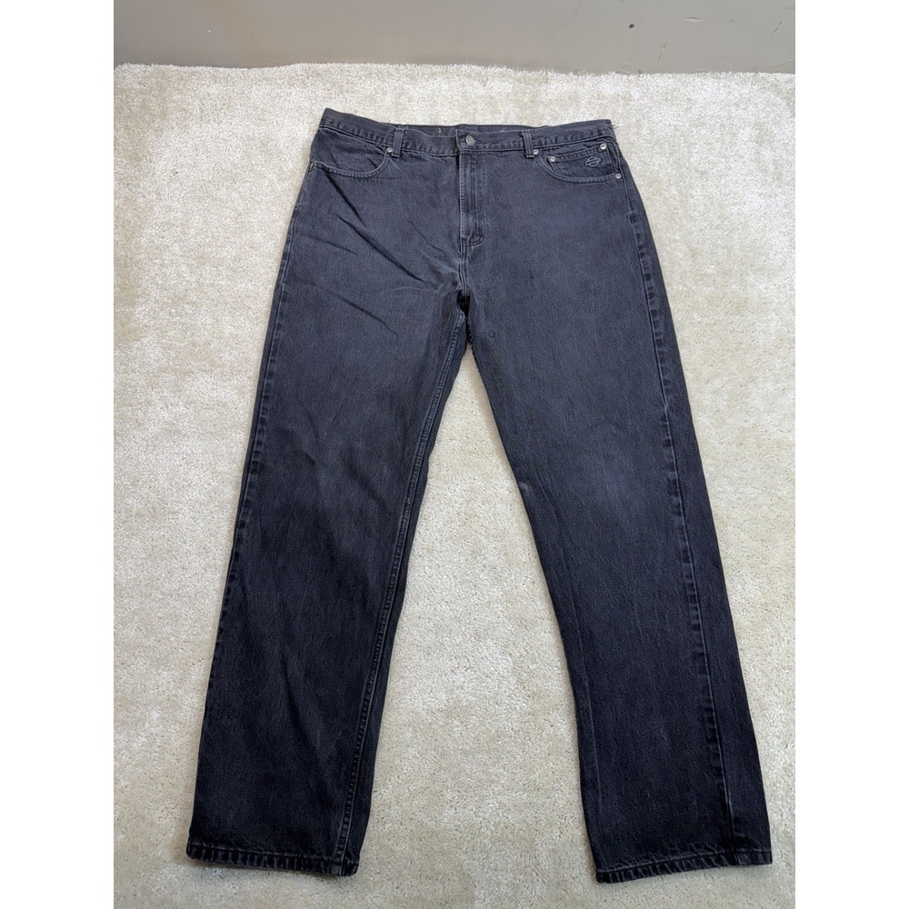 Harley Davidson Jeans Mens 40x32 Black Straight Leg Biker Logo Riding Outdoor